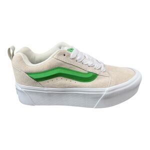 Vans Knu Stack Platform Sneakers Cream Suede Lime Stripe Women’s Size 7.5